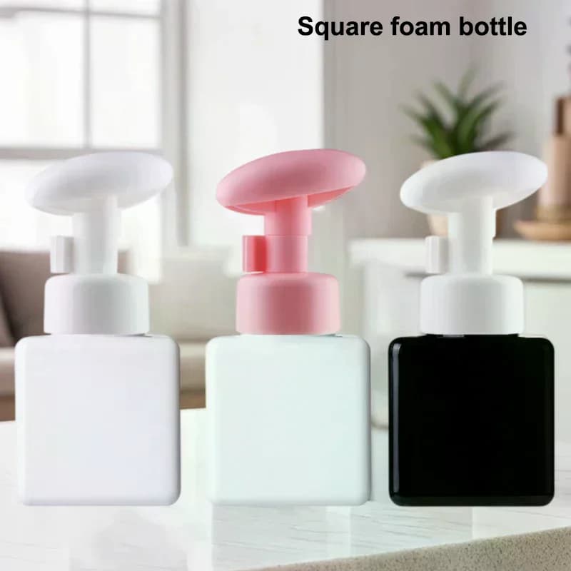 250ml Square Clear Bottle Liquid Soap Whipped Mousse Points Bottling Shampoo Lotion Shower Gel Pump Bottles For Soap Dispenser