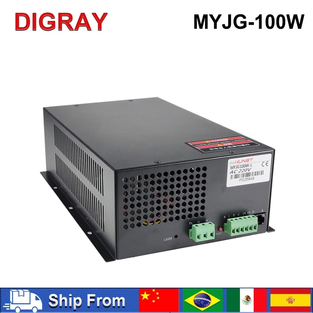 Laser Power Supply Co2 DIGRAY 100W MYJG-100W for Laser Cutting and Engraving Machine 80W 100W