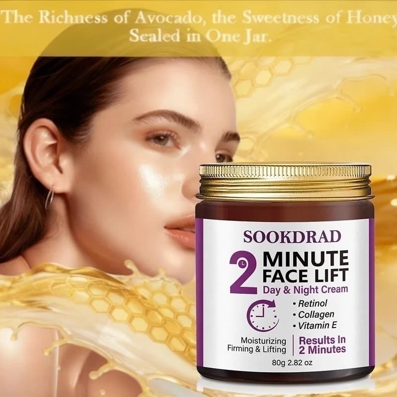 Crema Viso Lifting 2 Minuti Giorno e Notte, Collagene Retinolo Vitamina E, Idratante Rassodante, Unisex, 80g, Per Tutti i Tipi di Pelle, Cura Quotidiana