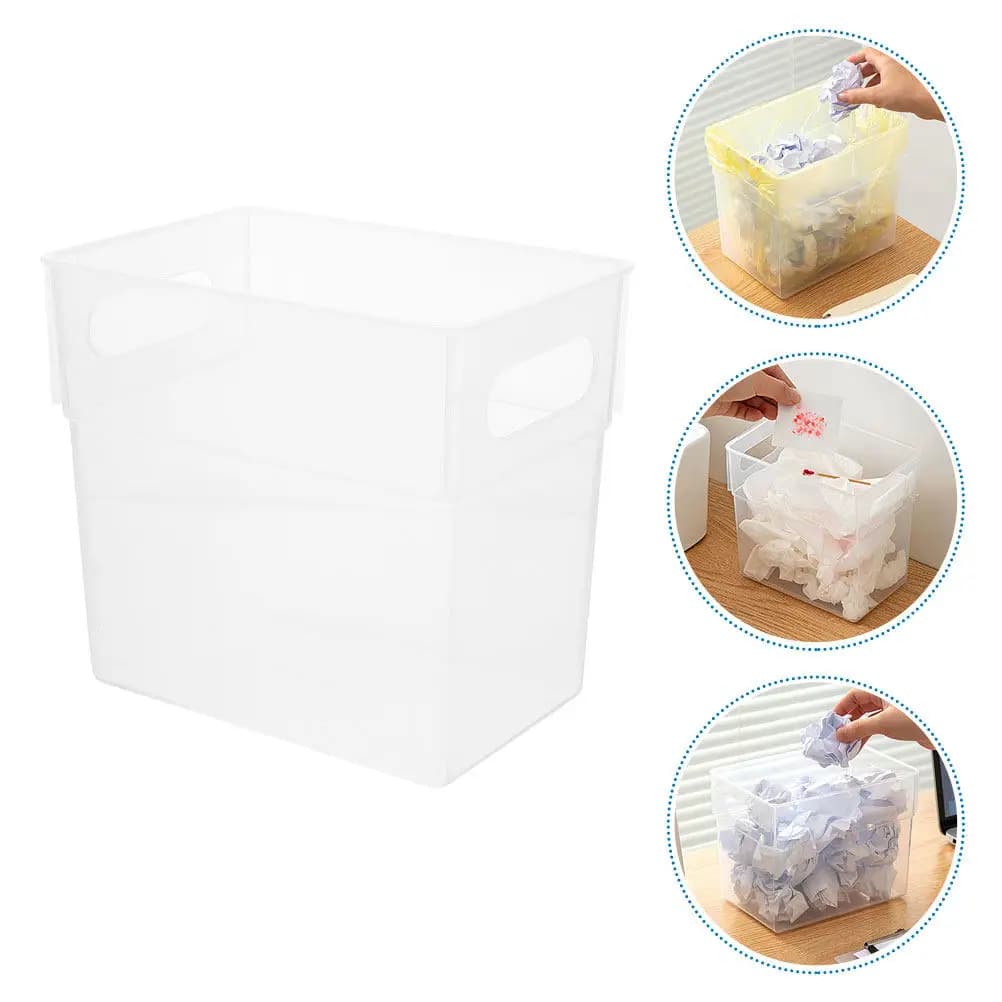 Transparent Desktop Garbage Can Plastic Wastebasket Rubbish Bin Reusable for Officebedroombathroom Storage Organizer