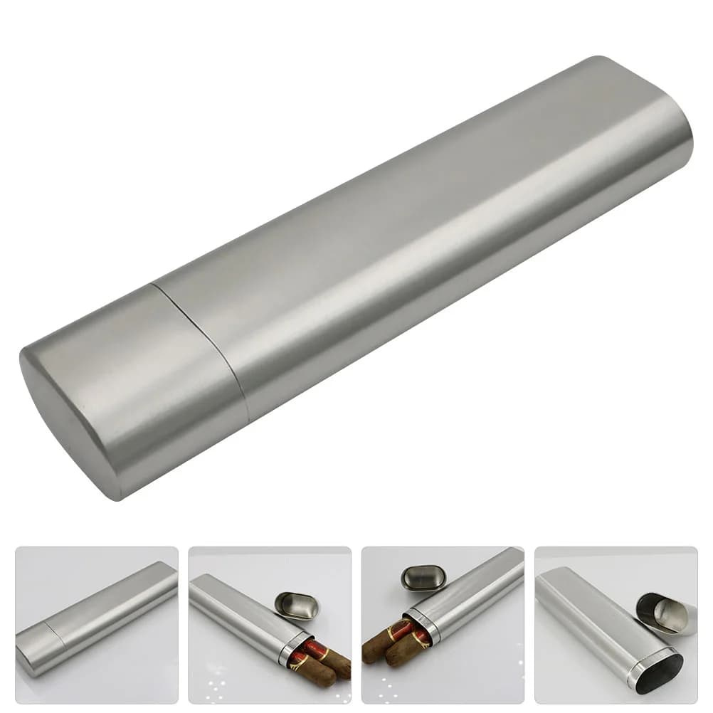 Humidor in acciaio inossidabile pratico supporto scatole per tubi contenitore in metallo organizzatore regalo accessori per la casa