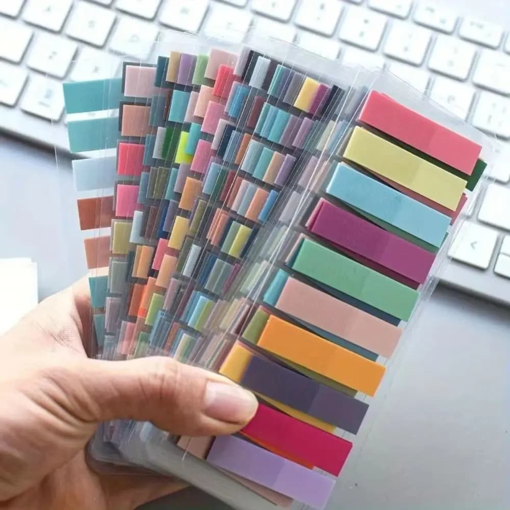 Adesivi per Indice in Materiale PET, Colori Morandi, Note Adesive Traslucide di Forma Oblunga, Adesivi Autoadesivi per Planner, Uso Ufficio