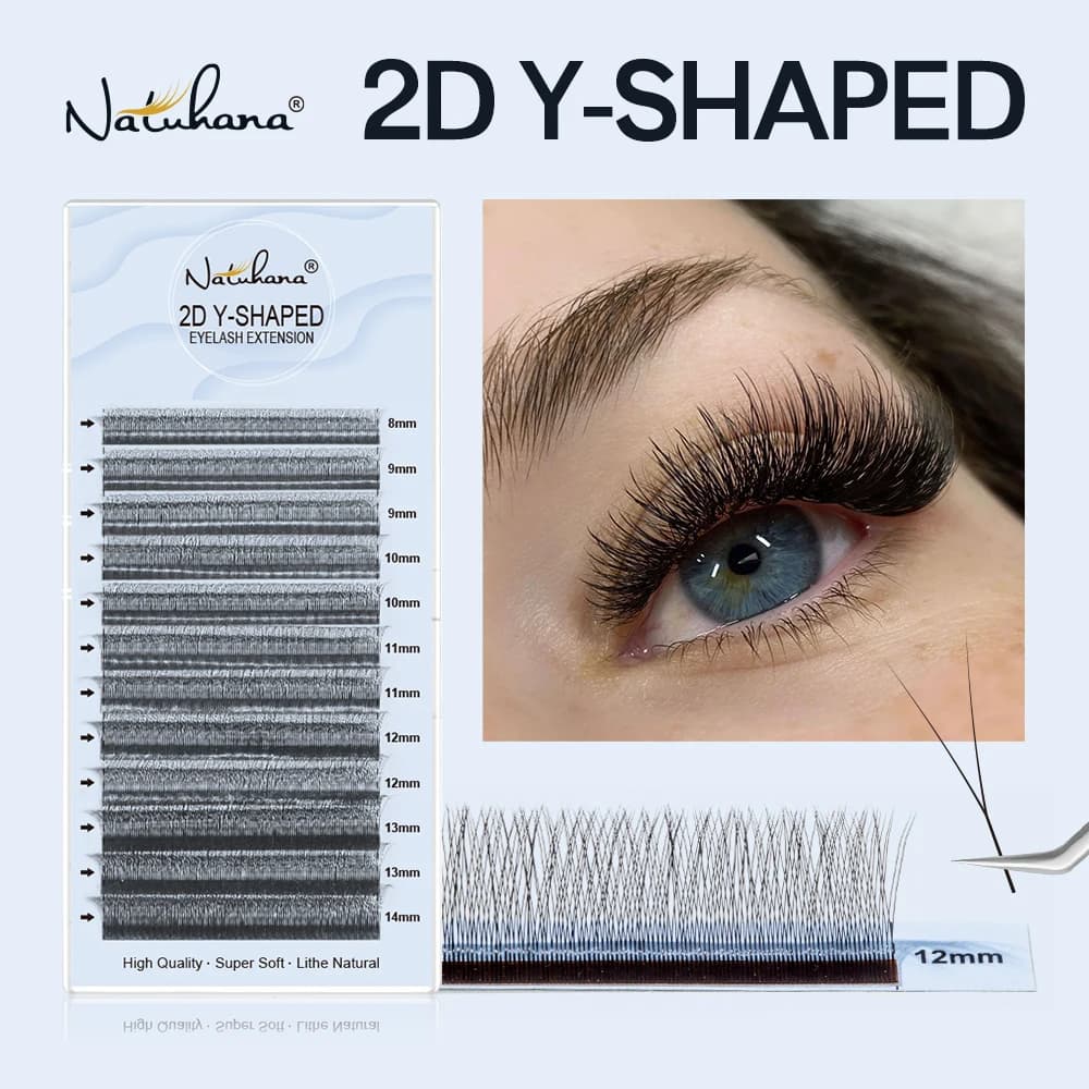 NATUHANA Punta Singola 2D YY Ciglia Premade Volume Fan Estensioni Ciglia C/D/L/LU Curl Naturale Morbido 2D YY Individuale Ciglia Finte
