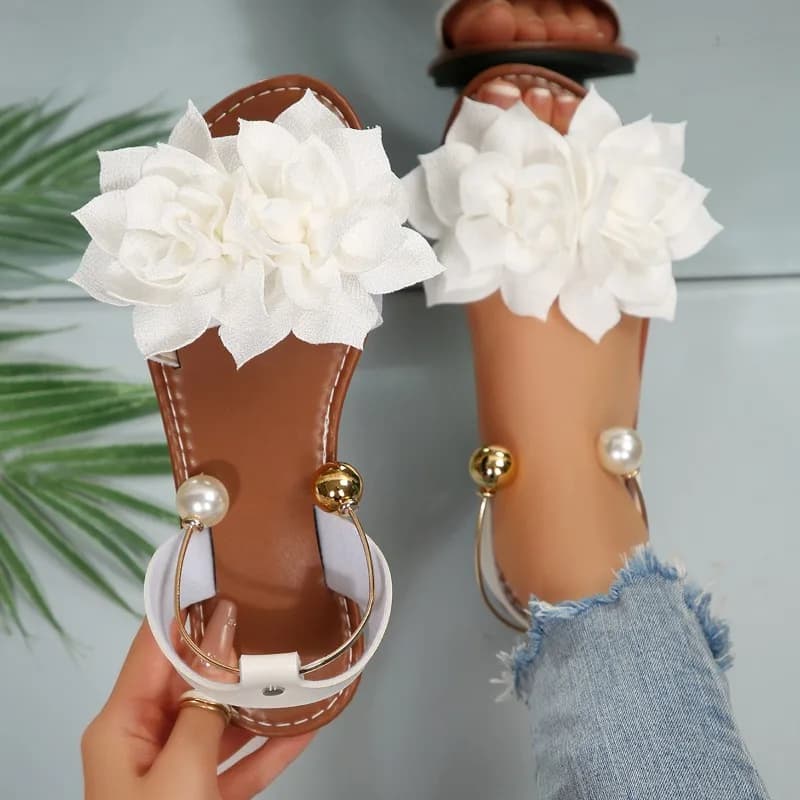 Nuovi Sandali da Donna 2026 con Decorazione Floreale, Ciabatte Piatte Leggere e Comode, Scarpe da Spiaggia alla Moda con Motivi Floreali