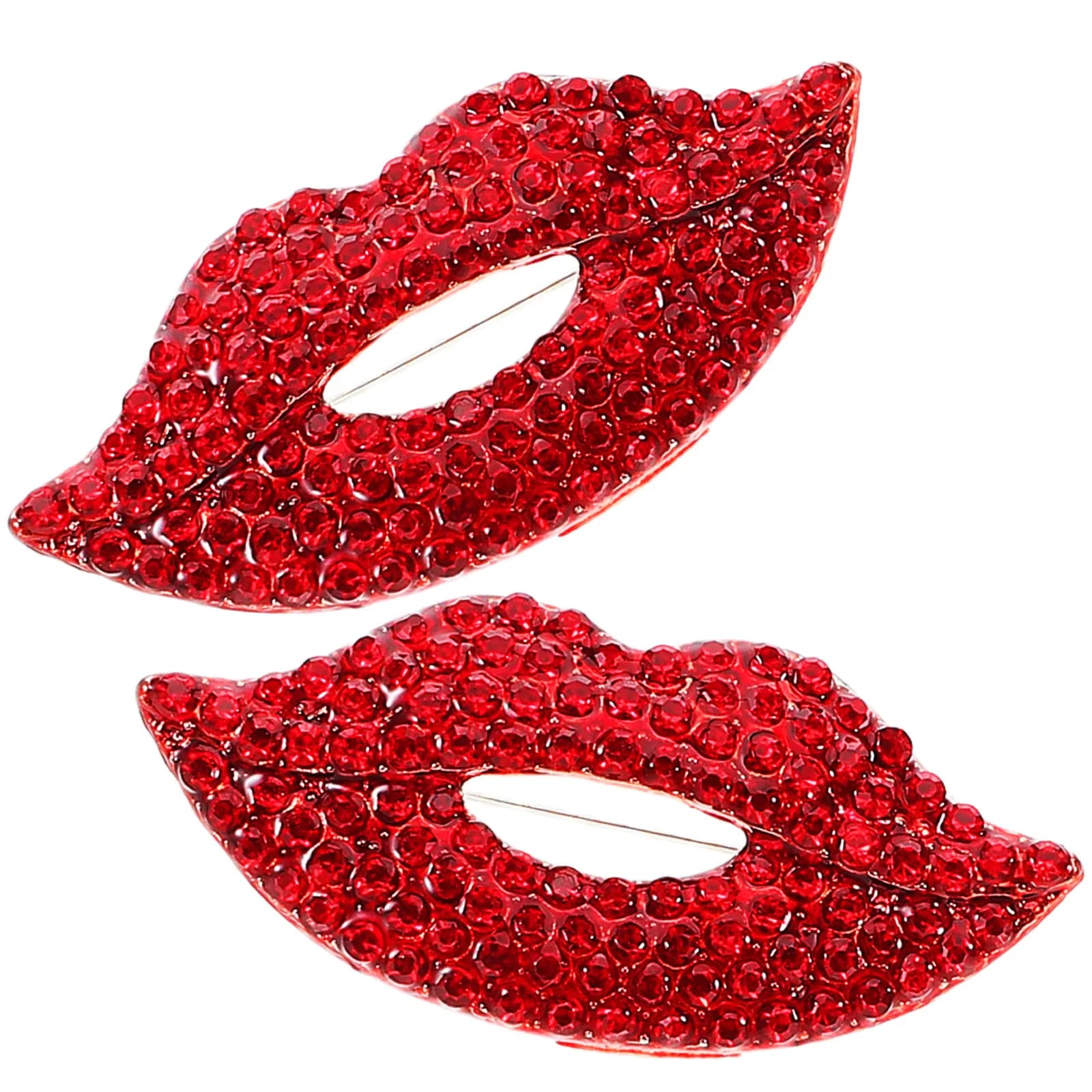 2 Pieces Lip and Heart Shape Spill with Valentine's Day Strass, Zinco Alloy, Elegant Decorative Accessories for Dresses and Scarves