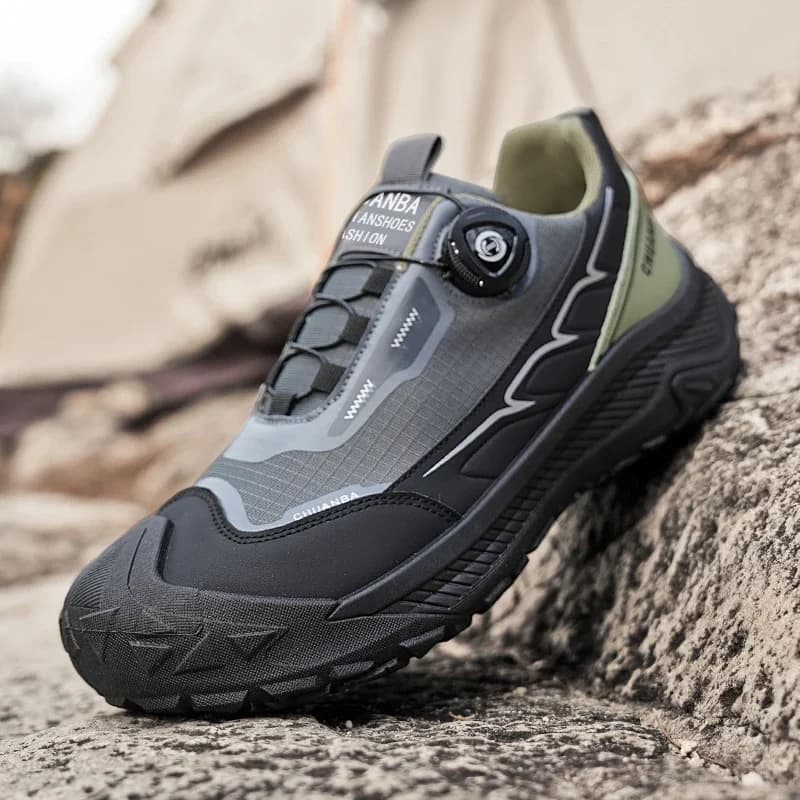 Men's Trekking Shoes with Rotating Buckle, Outdoor Sport sneakers with Platform, Comfortable Anti-slip Stroller Shoes, Large Size 48