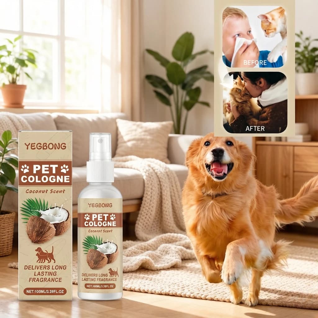 Spray Deodorante per Animali Domestici al Profumo di Cocco, Spray Rinfrescante per Interni per Cani e Gatti, Pulisce ed Elimina gli Odori