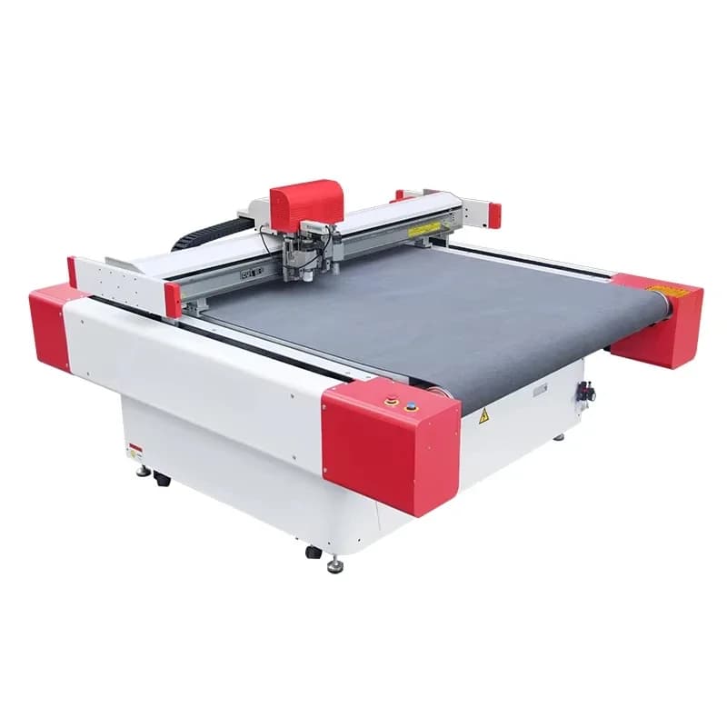 Automatic corrugated cutting machine for animated cardboard boxes with flat-based cutter for Sintra panels, semi-automatic packaging
