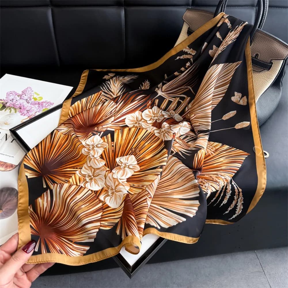 Foulard Quadrato da Donna Effetto Seta, Sciarpa, Fascia per Capelli, Nastro Stampato, Nuovi Scialli e Coprispalle Primaverili