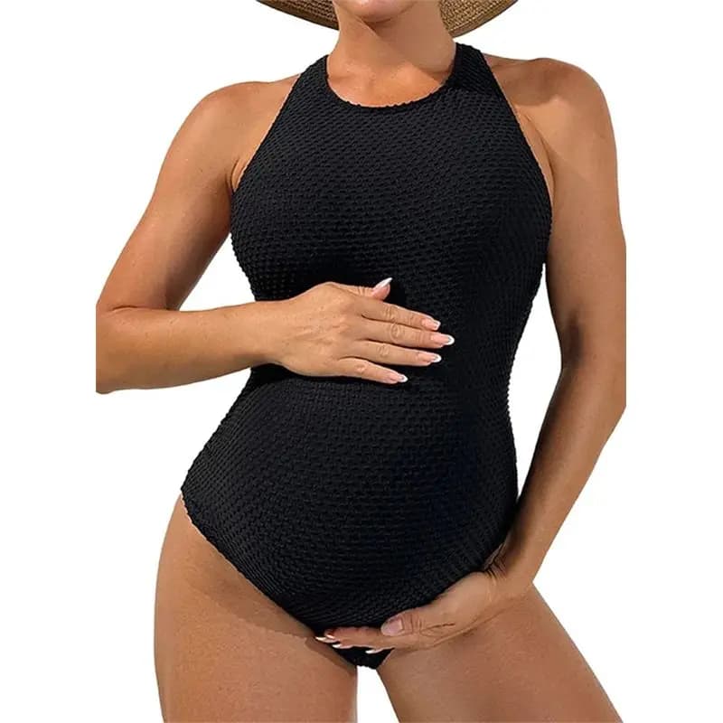 ABUE-Monokini da donna a costine tinta unita, con scollo rotondo e schiena scoperta