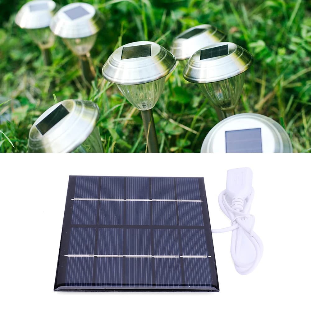 Caricabatterie Solare Portatile 1.2W, Alimentatore Mobile, Pannello Solare Policristallino, Illuminazione da Giardino per Caricare Batterie 3.7V