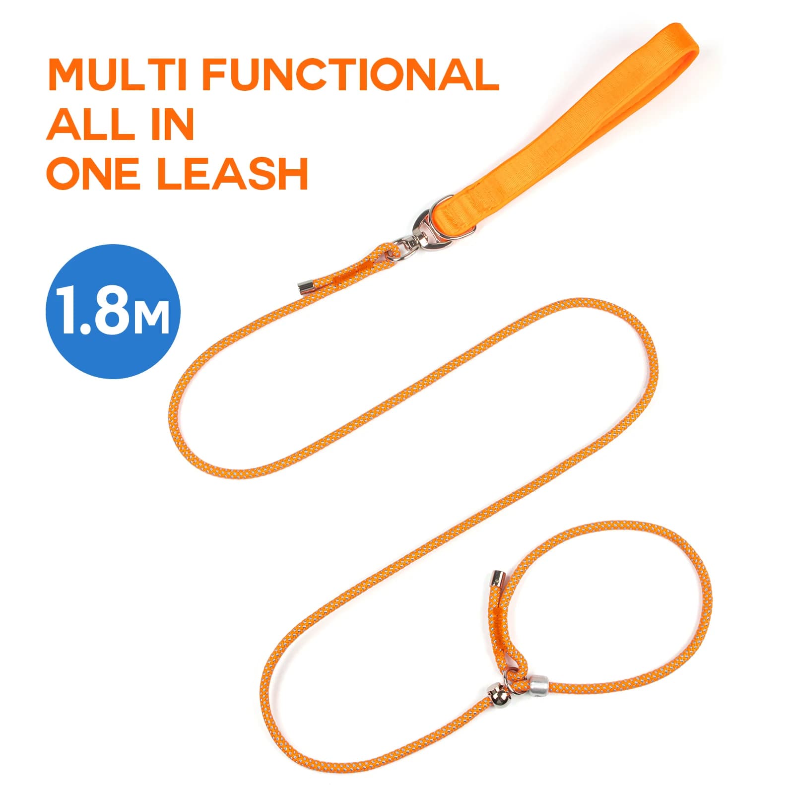 Small Dog P Leash Rope Slip Lead Training Adjustable Alloy Retaining Ring Dog Leash 1.8M Pet Supplies