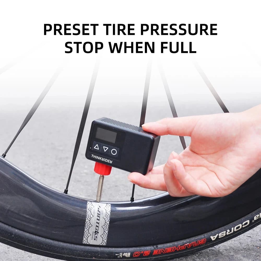 Pompa d'Aria Elettrica Portatile 120 PSI, Mini Gonfiatore per Pneumatici con Display Digitale per Biciclette