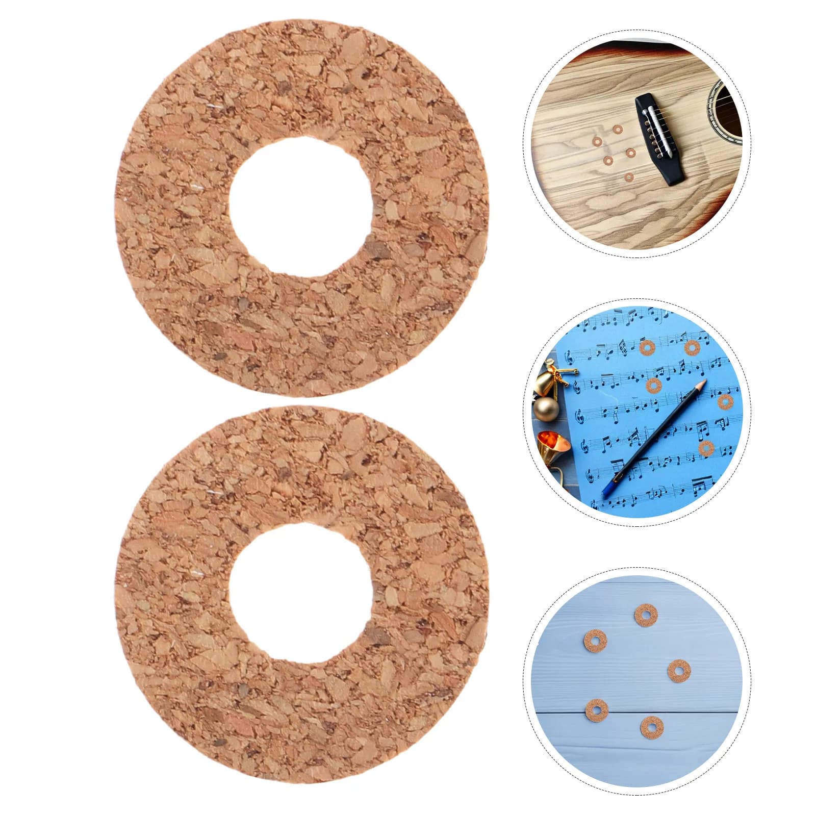 60 Pezzi Pads Adesivi Ultra Sottili Antiscivolo in Sughero per Plettro Chitarra, Anti-Sudore, 19mm (0.8 Pollici) per Chitarra Acustica ed Elettrica