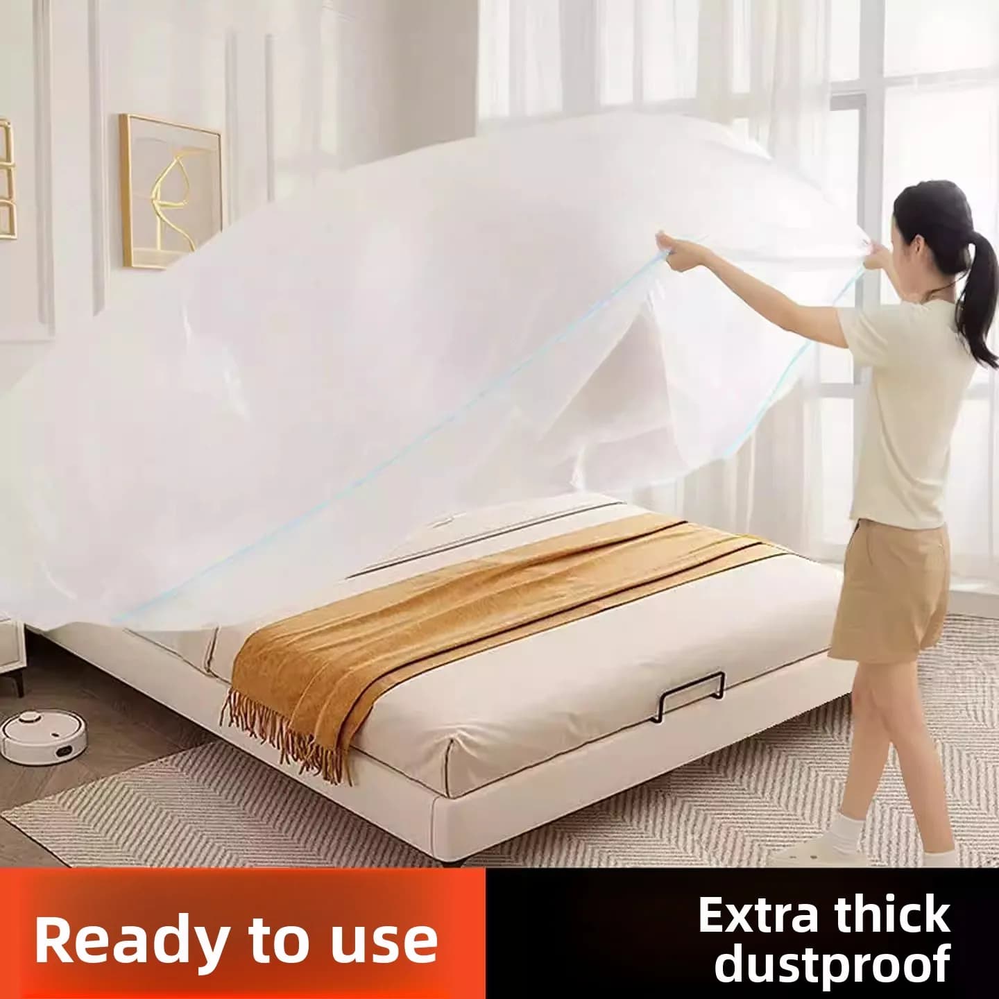 Copertura Antipolvere Monouso per Divano, Copertura Completa Elastica per Letto, Pellicola Protettiva in Plastica per Mobili e Ristrutturazioni