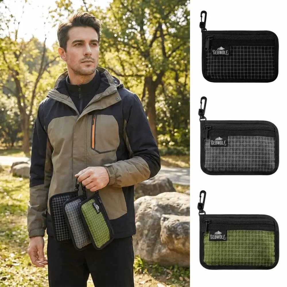 Portable Fabric Zip Wallet Compact Size Black Passport Holder RFID Blocking Zipper Closure Document Organizer Passport Carrying