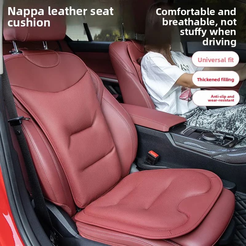 Premium Nappa Leather Car Seat Pad All Season Vehicle Seat Cover Single Front Rear Universal