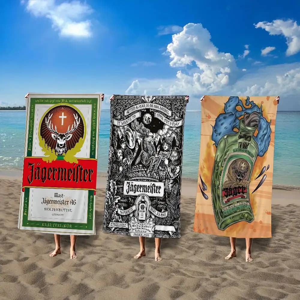 Telo Mare Colorato in Microfibra Anti-Sabbia per Ragazze, Stile Classico Jagermeister, per Bar, Pub, Spiaggia, Yoga, Spa, Palestra, Piscina