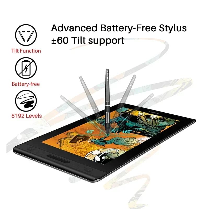 Senza batteria 8192 livelli 120% Srgb Kamvas Pro12 Penna da disegno digitale professionale Display Tablet Touch Graphic