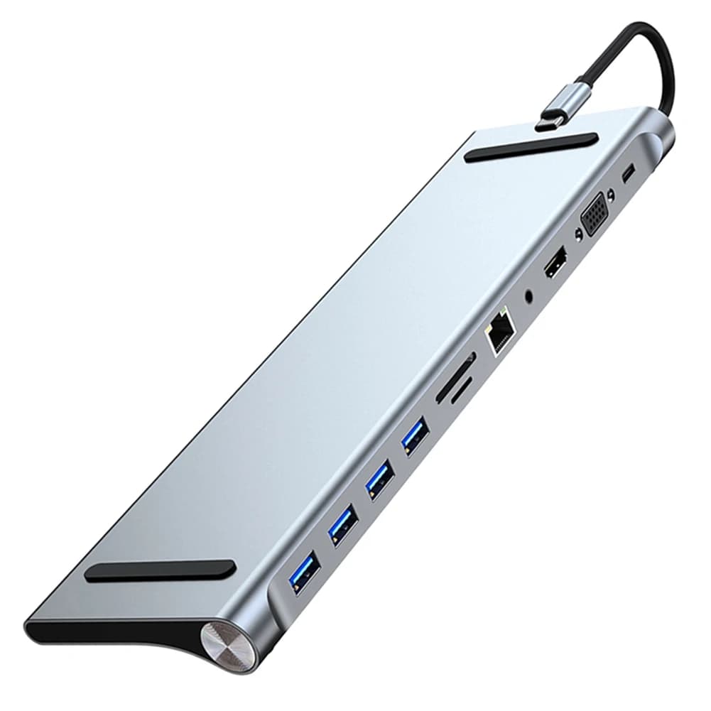 Hub USB-C 11 in 1 con Adattatore Multiporta HDMI 4K Compatibile VGA Ethernet 1* USB 3.0 3*USB 2.0 per Surface/HP/Dell/Lenovo/MacBook