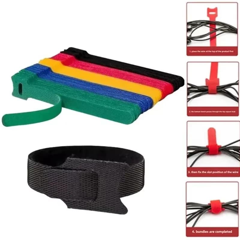 10/80 Pezzi Fascette a T Riutilizzabili per Cavi, Organizzatore di Cavi 15*1.2cm, Cinghie Colorate per Cavi Dati e Alimentazione Computer