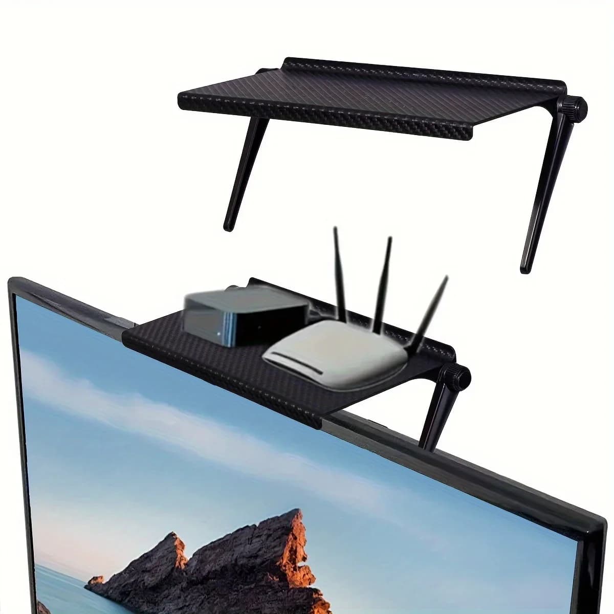 yes1PC TV Screen Top Storage Shelf Adjustable Monitor Storage Rack Computer Desktop Display Stand TV Router Storage Rack Organiz