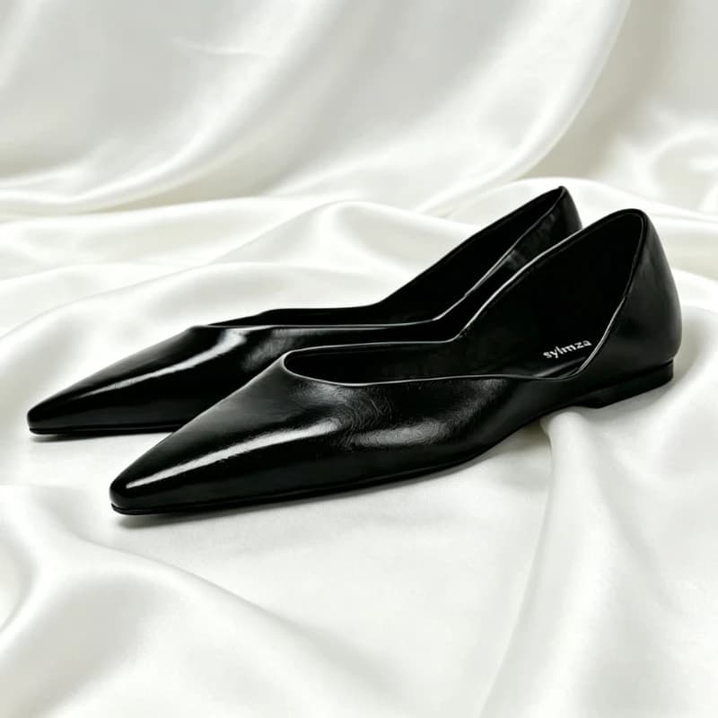 Mocassini di Lusso da Donna in Pelle Nera Morbida con Punta Affusolata, Scarpe Estive Comode con Suola Morbida