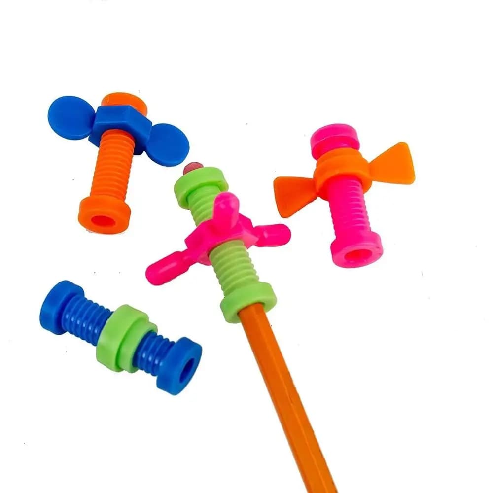 4pcs/set ABS Rotating Screw Colorful Focus Tool Pencil Cases Random Color Anxiety Relief Push Fidget Pencil Toppers