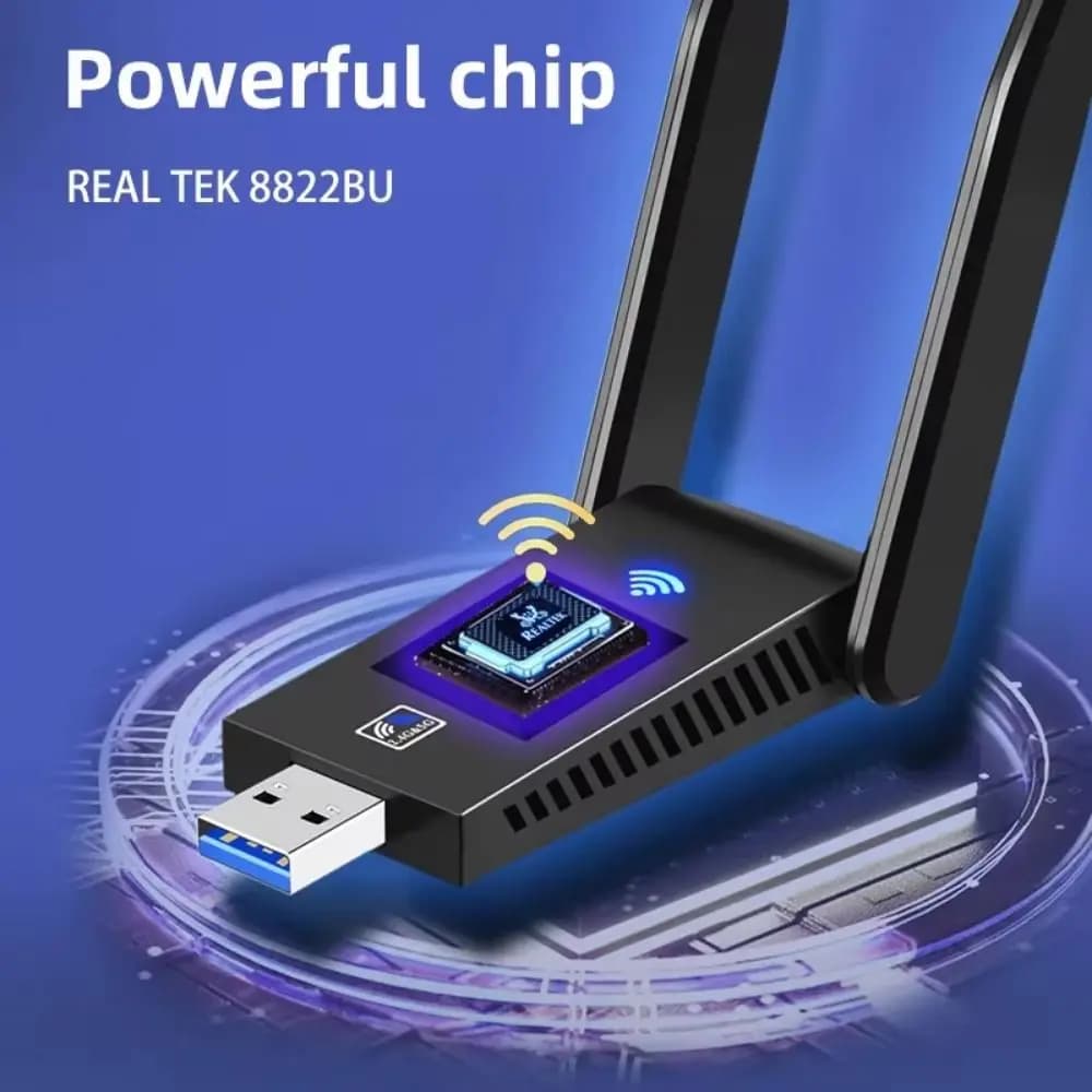 Adattatore WiFi USB Dual Band 2.4G/5Ghz Interfaccia USB3.0 1300Mbps Dongle WiFi Design con 2 Antenne Scheda di Rete Wireless Senza Driver