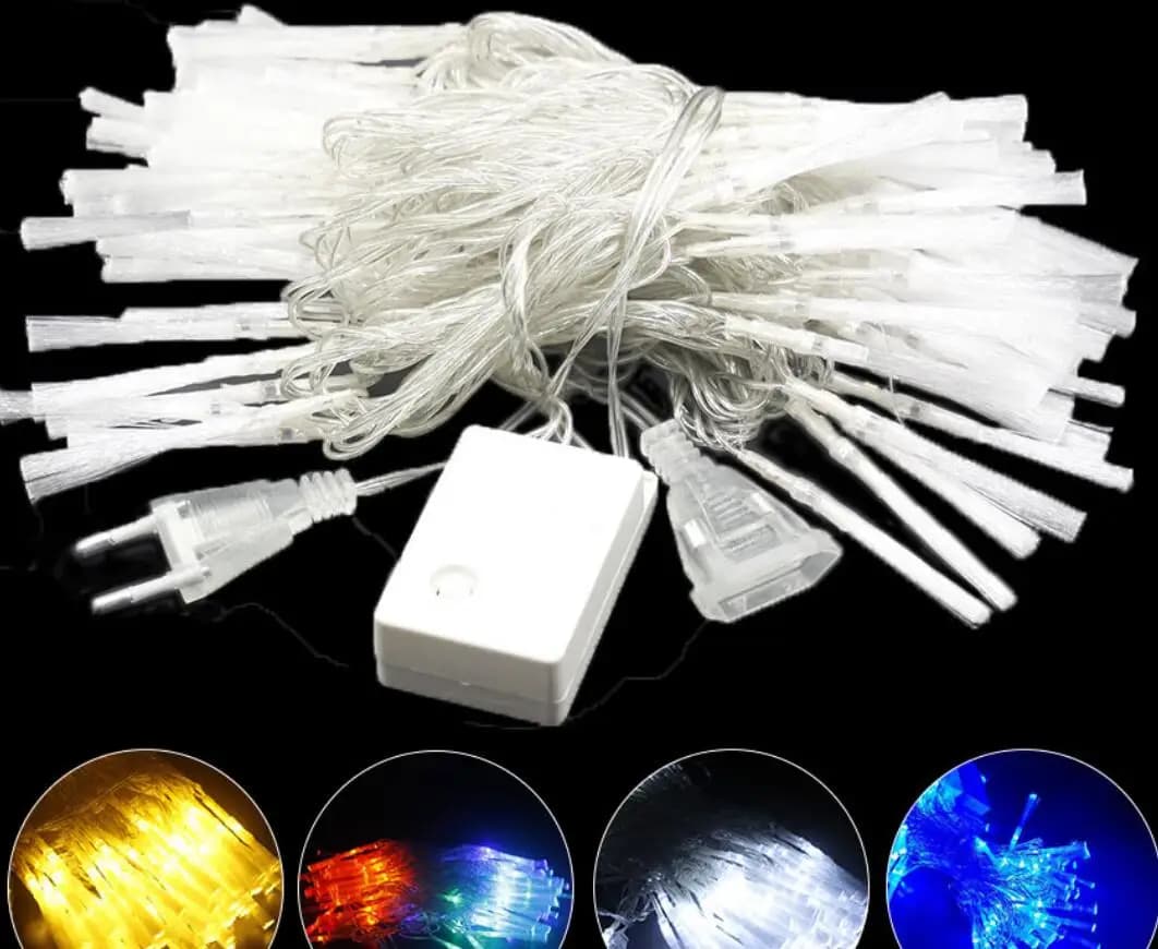 Luci a stringa di fata in fibra ottica 10M 100 LED Starburst fuochi d'artificio lampada per decorazioni natalizie per feste in casa Patio giardino impermeabile