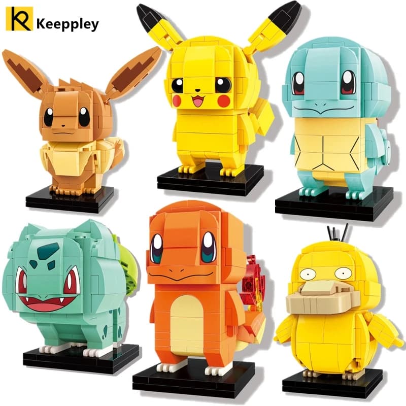 Pokemon figure Pikachu cartoon brick pocket monster ball monster brick set classic cartoon movie doll model giocattoli per bambini