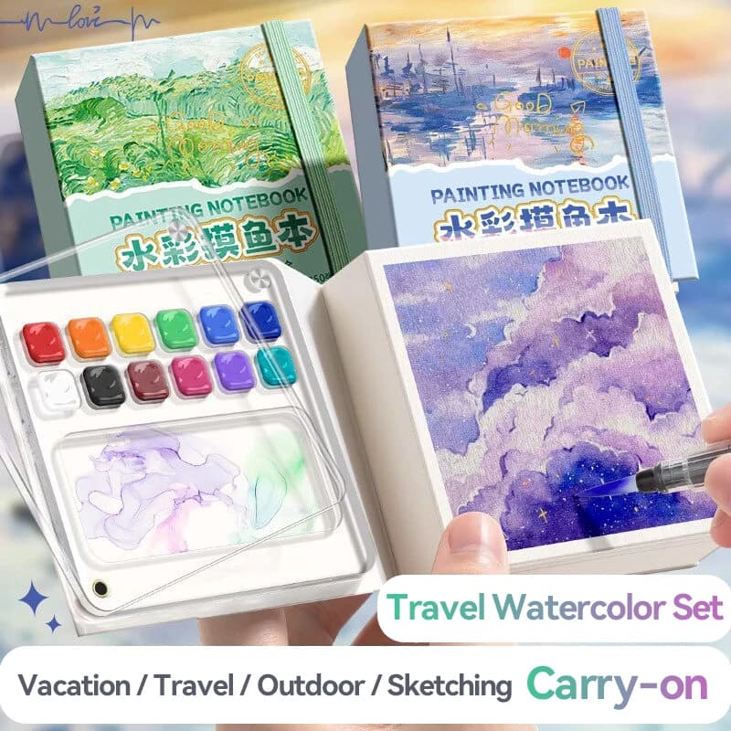 Travel Paint Palette Pocket Artist Watercolor Set 12/24 Colors Mini Watercolor Palette Set Sketchbook Portable Watercolor Set