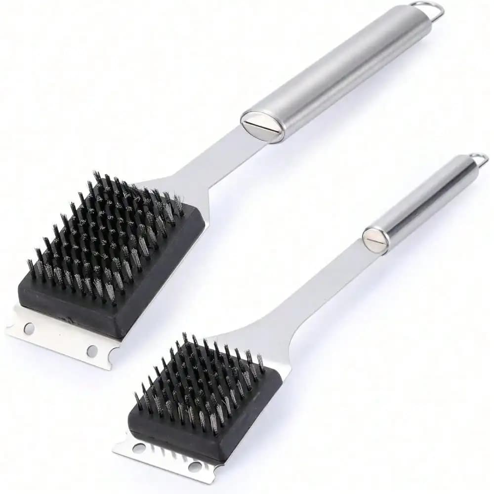 2 Pack Grill Brush And Scraper, 16.5" & 14" Wire BBQ Grill Brush For Outdoor Grill, 304 Stainless Steel Cleaning Brush BBQ Grill Accessories, Grill Cleaner Brush-Ideal Gift For Men/Dad BBQ Brush