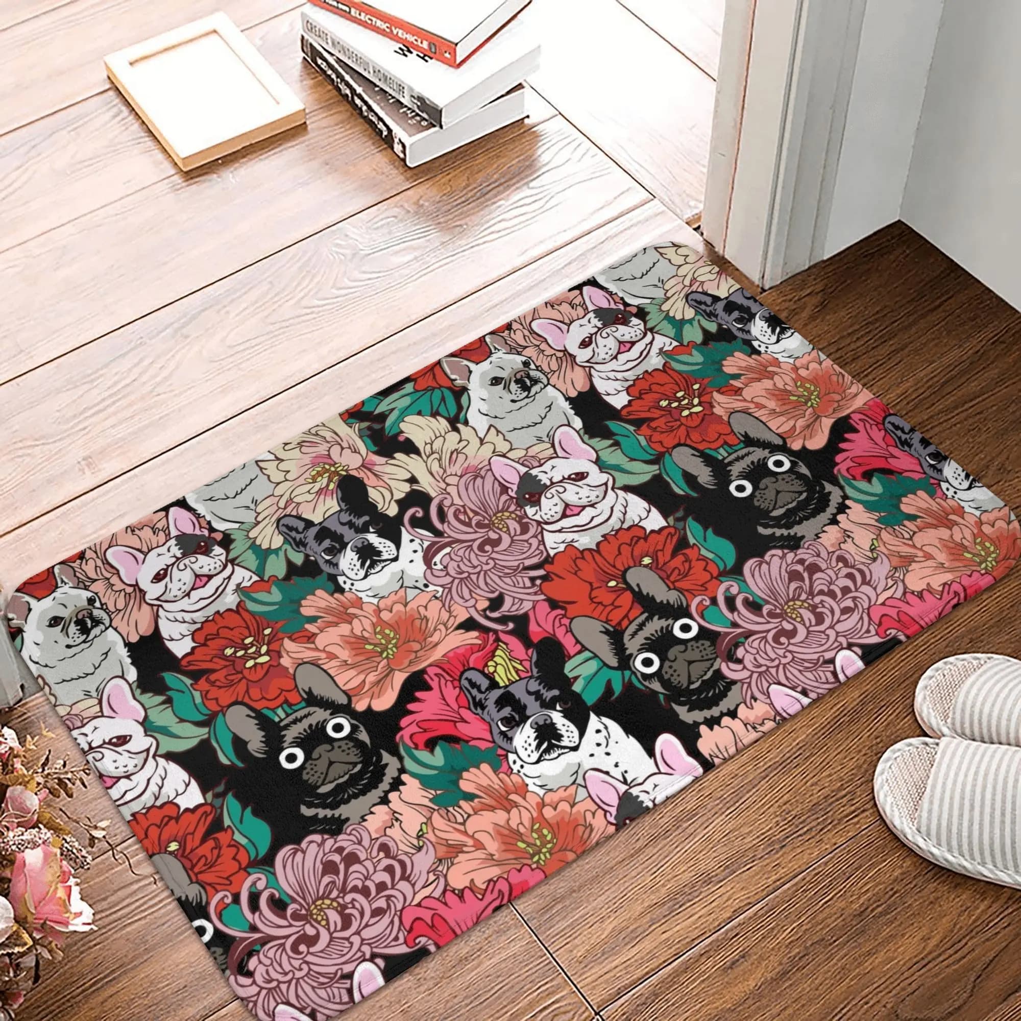 French Bulldog Doormat Anti-Slip Kitchen Bathroom Mat Living Room Floor Door Entrance Carpet Rug