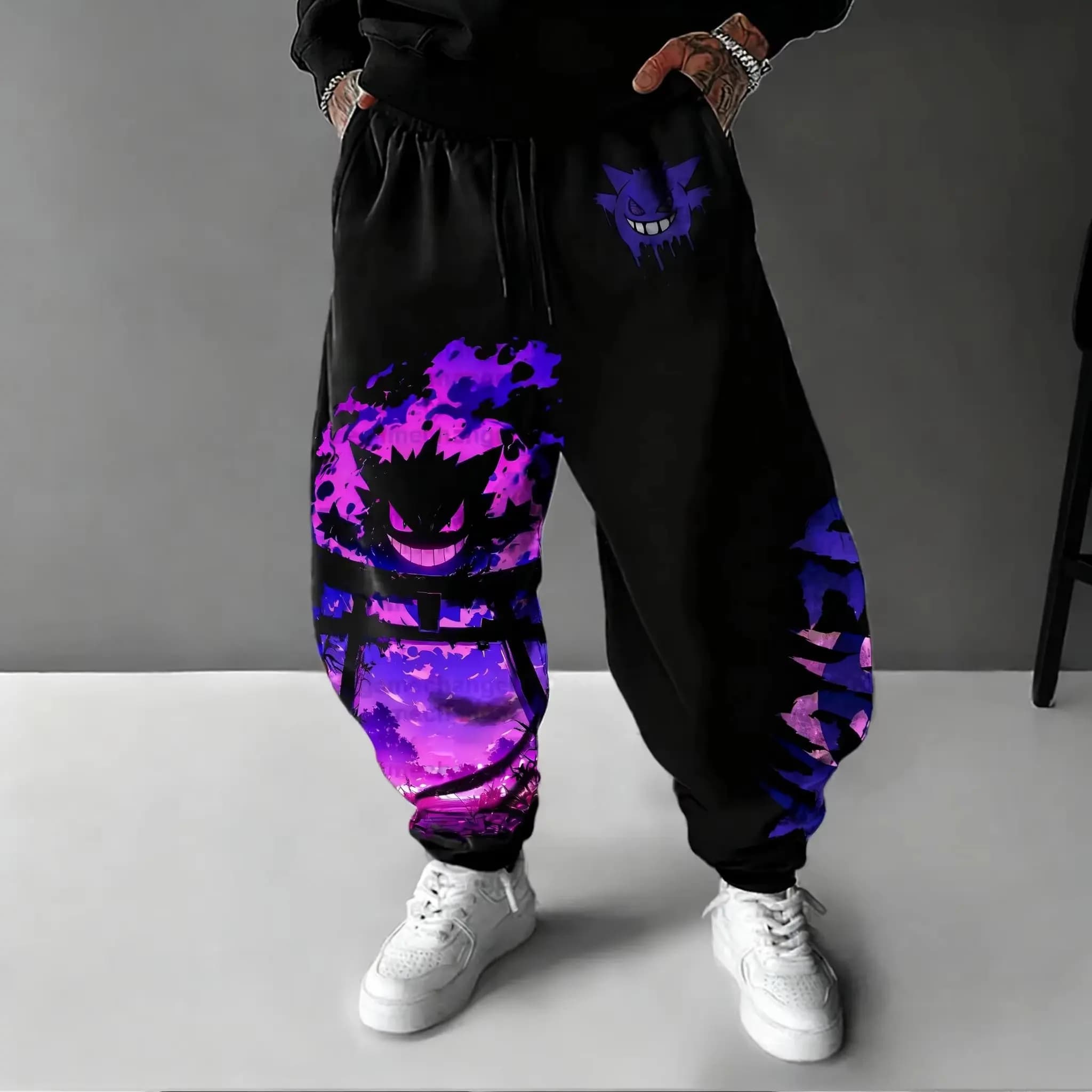 Sports pants Y2K 2026 Pokemon Gengar in Cotton for Men and Women, Joggers Casual Hip Hop Streetwear Spring Summer
