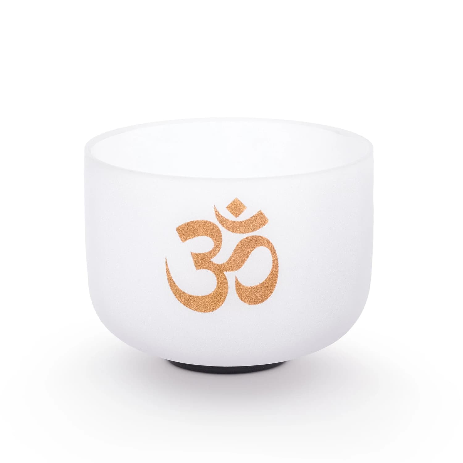 Hye-eun 8 Inch 432Hz/440Hz B Note Frosted Quartz Crystal Singing Bowl with Crown Chakra OM Design with Mallet and O-ring