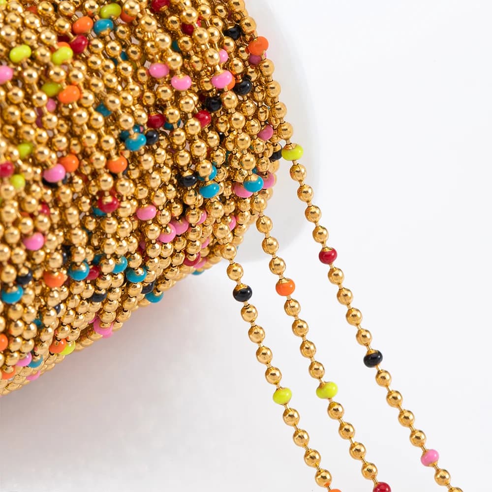 Catene di perline colorate in acciaio inossidabile da 1 metro, creazione di gioielli, braccialetti fai da te, catene per gioielli, collane, accessori