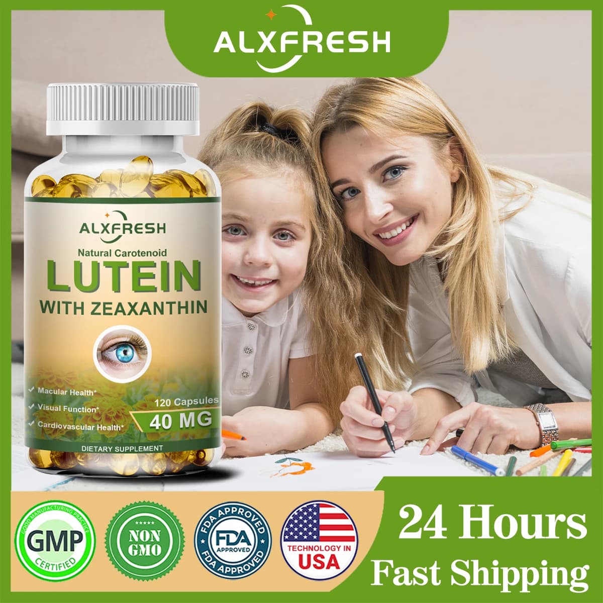 Alxfresh Luteina 40 mg Con Zeaxantina Integratori sanitari e vitamine per gli occhi Supporta la tensione degli occhi Occhi secchi e la salute della vista
