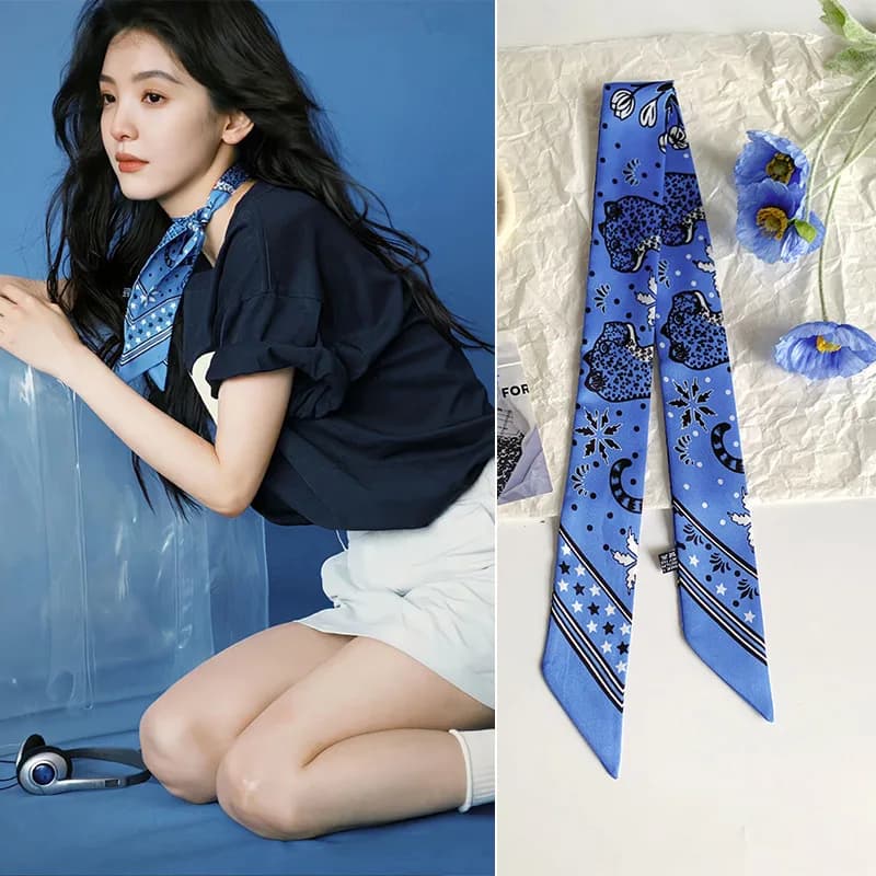 Classic Silk Scarf with Leopard Print, New Spring/Summer Collection, Multifunctional Shirt Scarf, Hair Accessories, Bag Lace and Belt