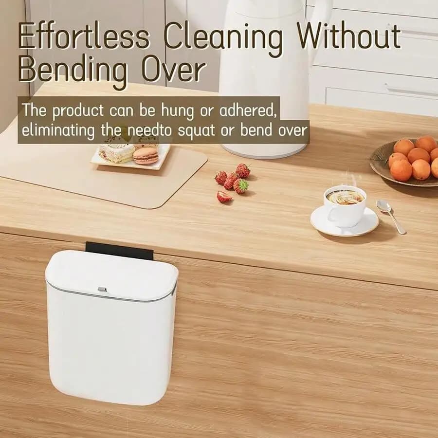 2.4 Gallon Hanging Kitchen Compost Bin With Lid Under Sink Dual Installation Odorless Trash Can