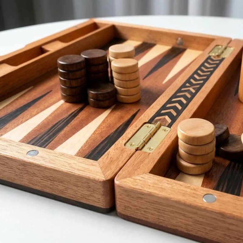 Set di Backgammon di Lusso in Legno Massello, Scatola Magnetica Pieghevole per Scacchi con Vassoio Portaoggetti, Nuovo Arrivo