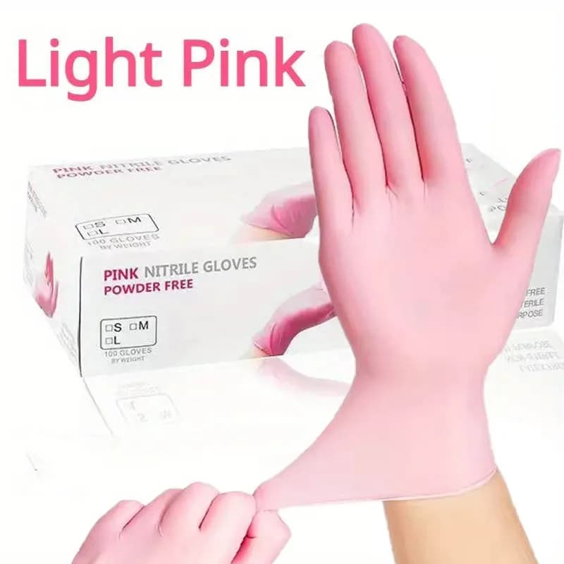 Guanti in Nitrile Rosa 20/50/100 Pezzi per Pulizie Domestiche, Cucina, Bellezza, Parrucchieri e Toelettatura Animali