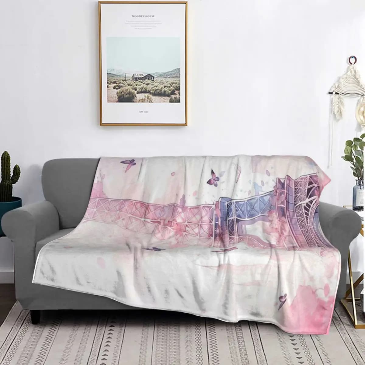 Paris Eiffel Tower Blanket Soft Warm Flannel Throw Blanket Plush for Bed Living room Picnic Travel Home Sofa