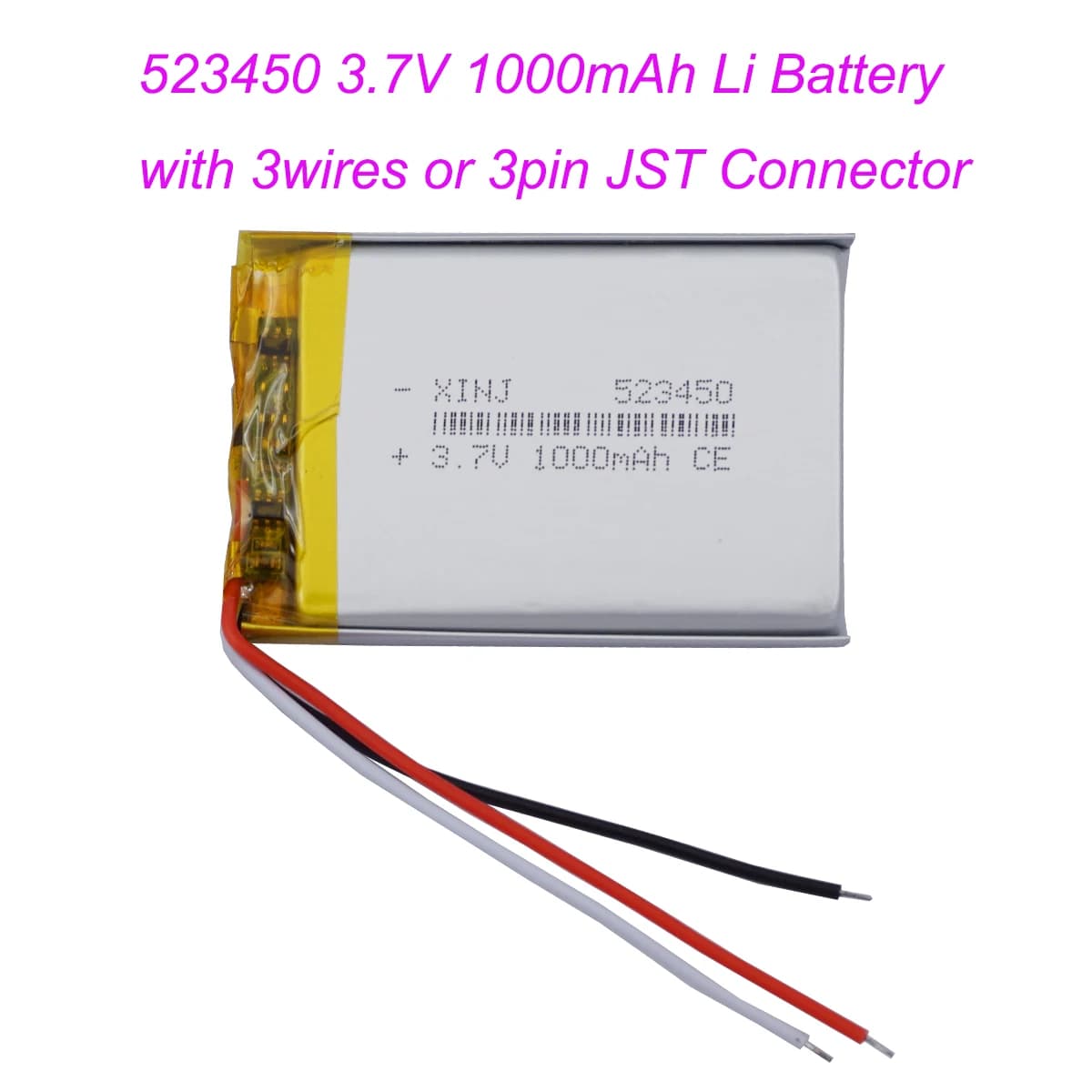 3.7V 1000mAh 3.7Wh 523450 batteria ricaricabile Lipo NTC 3 fili JST 3pin 1.0/1.25/1.5/2.0/2.54mm spina per altoparlante Bluetooth GPS
