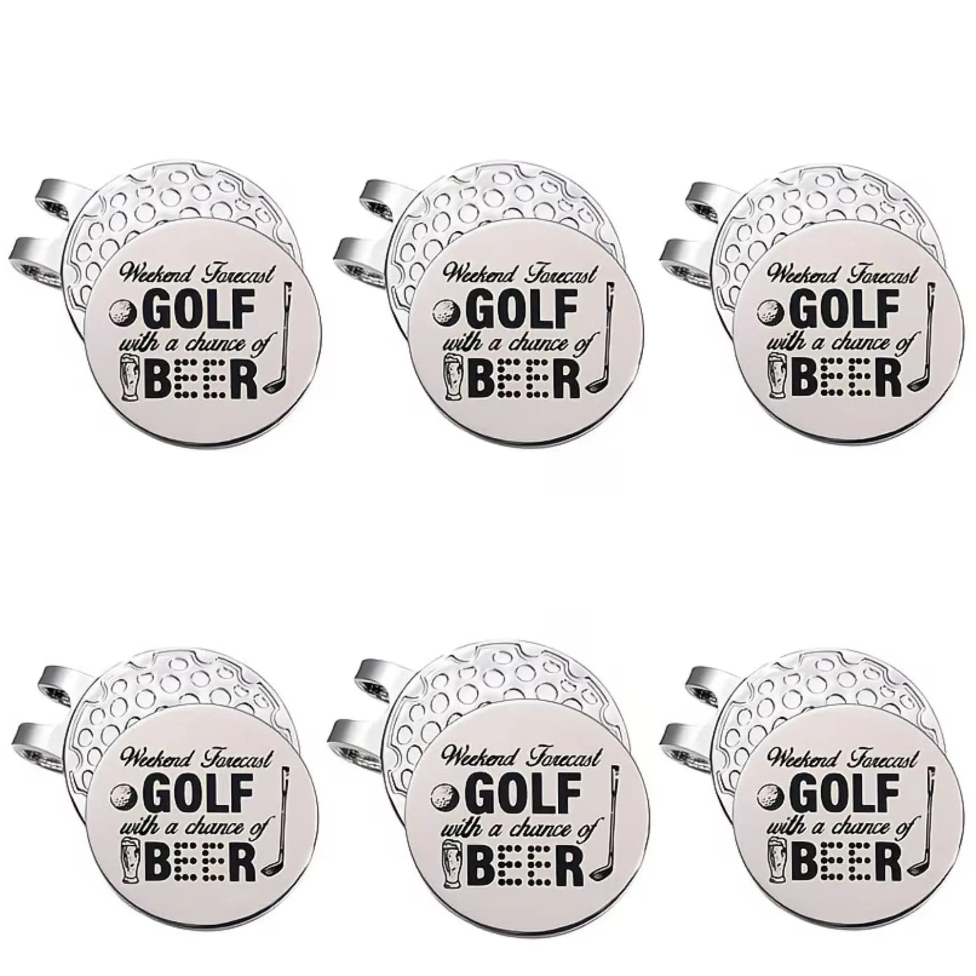 Set di 6 Clip Magnetiche per Cappello con Design Unico a Tema Golf e Birra, Accessorio Funzionale per Cappello da Golf con Marcatore Rimovibile per Appassionati di Golf