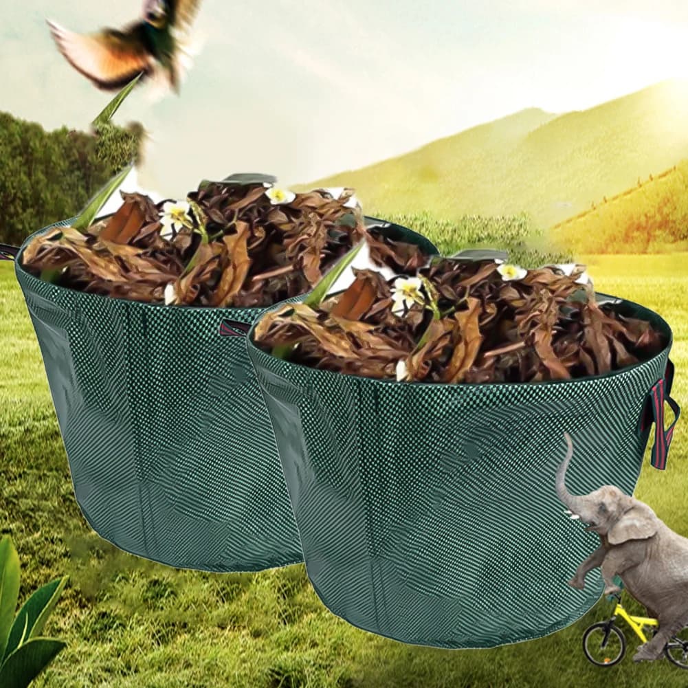 Contenitore per Rifiuti da 50L, Impermeabile, Riutilizzabile, con 4 Maniglie, Pieghevole, per Fiori, Taglio Siepi e Giardinaggio