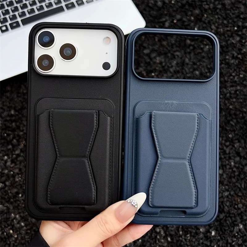 Custodia per telefono in pelle con porta carte e supporto pieghevole per iPhone 17 Pro Max 15 13 12 11 14 16 Pro X XS Max, cover antiurto