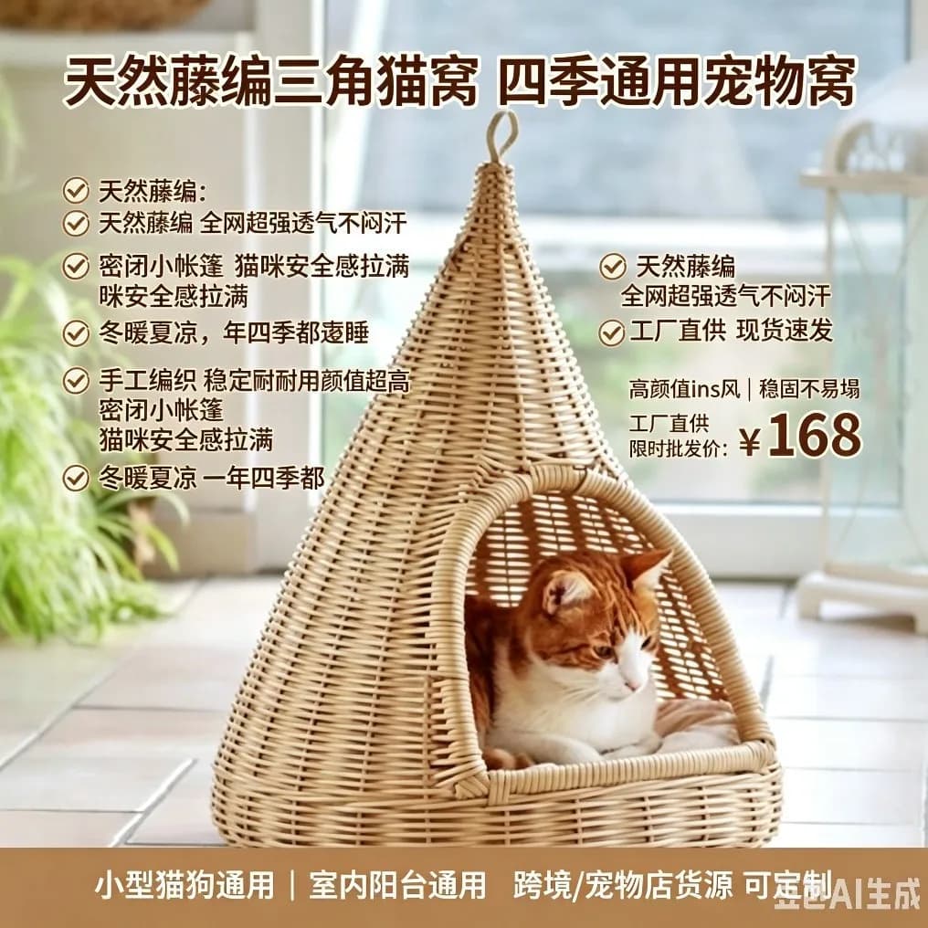 Cat Litter Universal Rattan Removable Washable Straw Kennels Cool Nest Willow Cat Tent Warm Pet Litter