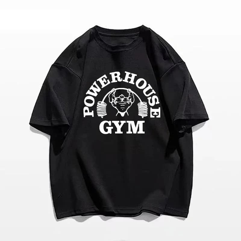 T-shirt con stampa Powerhouse Gym, primavera estate, abbigliamento casual quotidiano da donna, in cotone, stile Harajuku, con applicazioni di lettere.