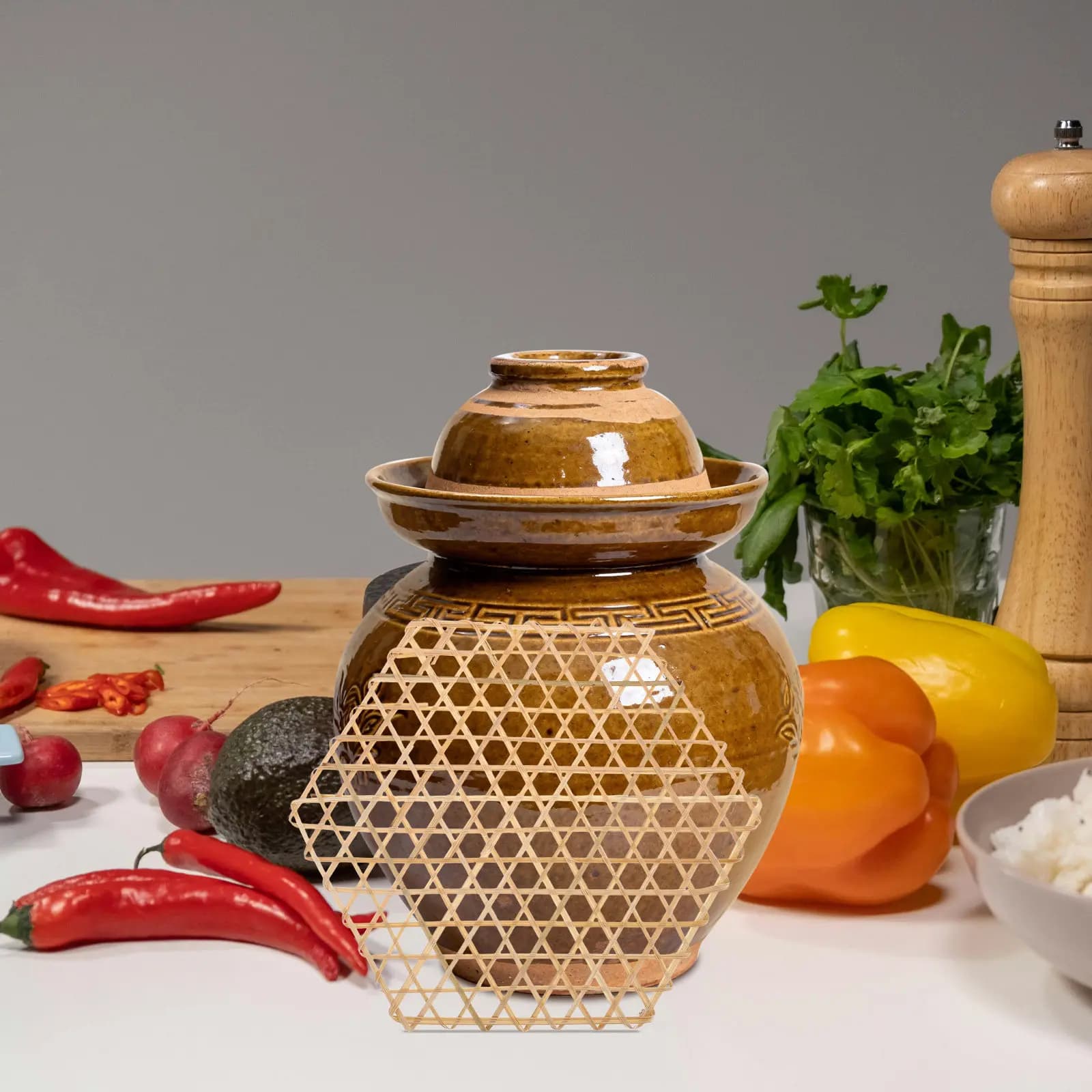Set di 5 Piastre a Rete per Fermentazione, Strumento per Spremere Sottaceti a Bocca Larga, Pesi per Fermentazione di Verdure per Barattoli Mason e Salmoura